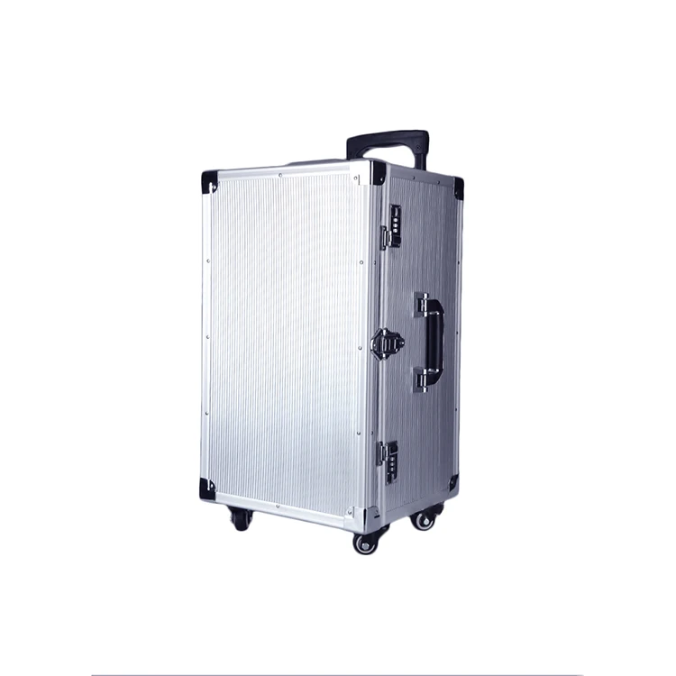 
Rolling wheeled carrying travel aluminum jewelry trolley case 