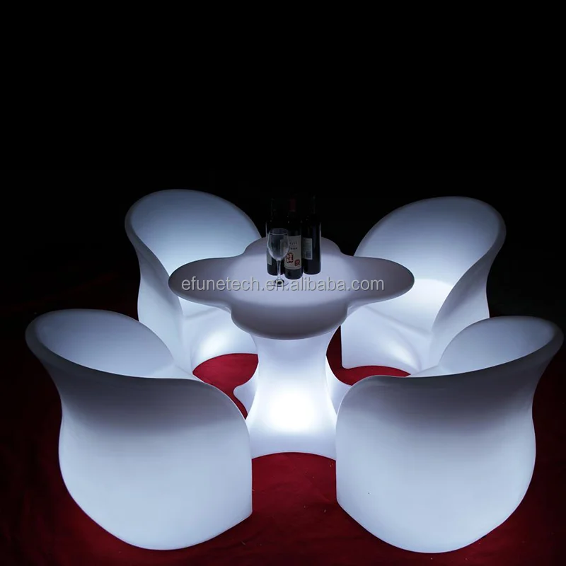 Светодиодные обеденные стулья и столы с пультом дистанционного управления, меняющие цвет rgb, питание от батареек, из пластика и барной мебели