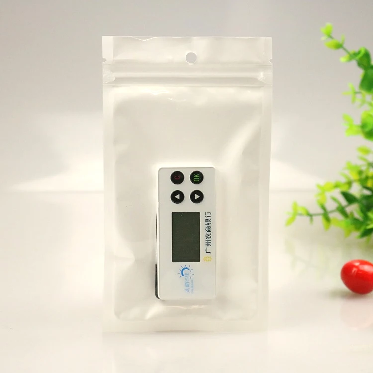 Transparent Pearl White Resealable Zip Lock Flat Mylar Display Plastic Bag With Hang Hole