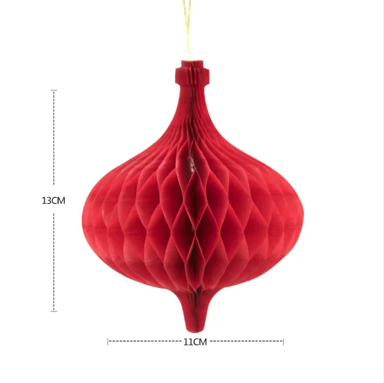 Red Hanging Shaped Paper Honeycomb Balls Christmas/ Chinese New Year Decoration Supplies Size 11x13cm wholesale
