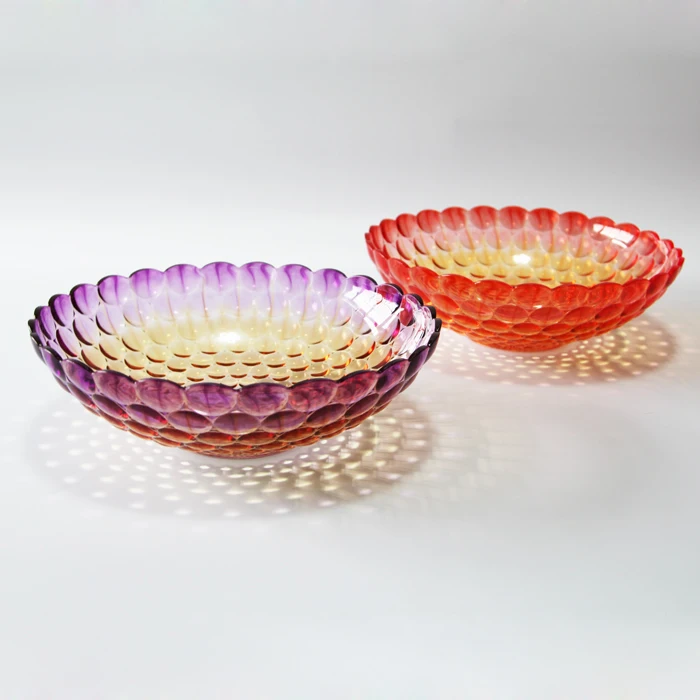 Лидер продаж элегантная большая круглая прозрачная пластиковая посуда для фруктов декоративная фруктовая чаша акриловая закусок и конфет