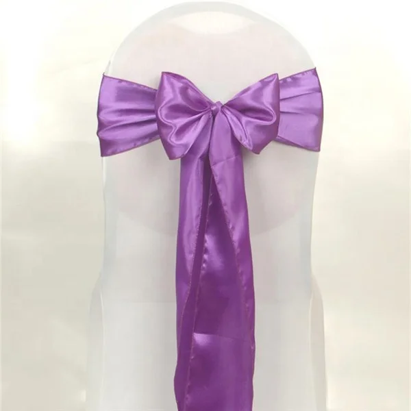 Silver Satin Sash Chair Sashes Chair Bow Knot