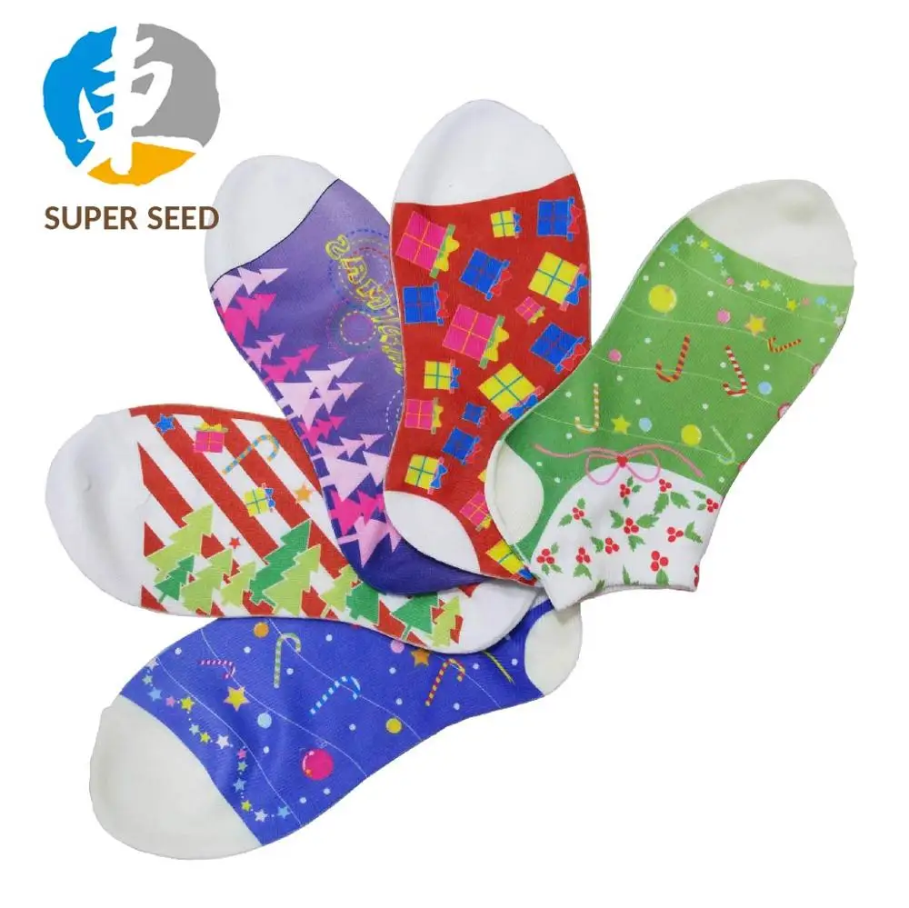 No show socks for Christmas ornament Trim A tree printed linear socks