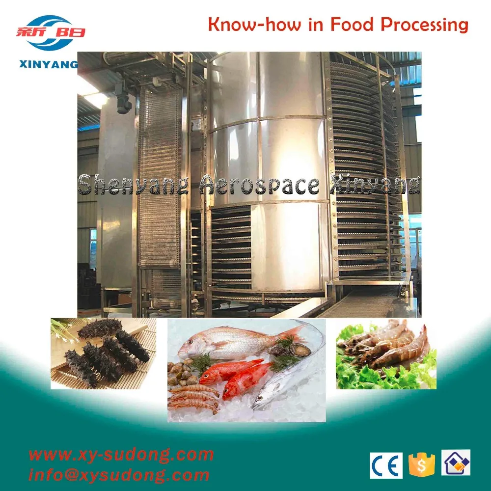 Hot sale XINYANG CE spiral quick freezer price with 1500kg capacity for food freezing machinery