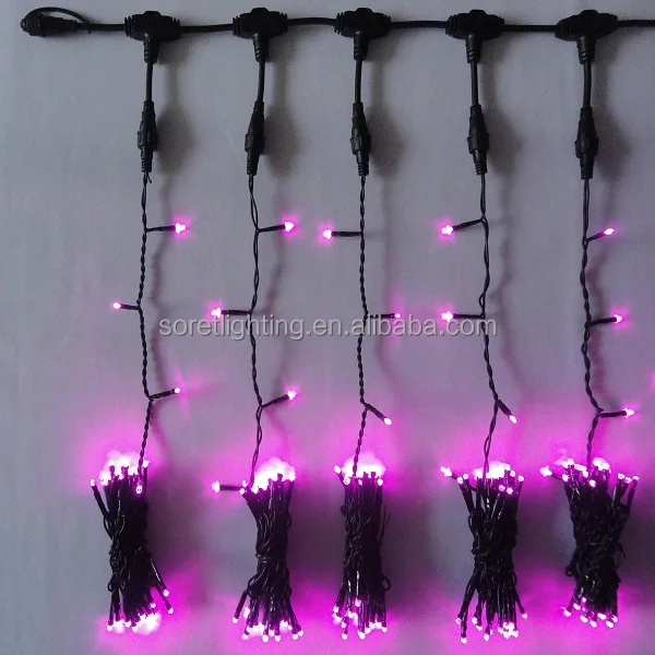 Белый кабель, синие светодиодные занавески на заказ, светодиодный светильник, настенное украшение, освещение «Водопад» в виде сосулек, рождественские огни