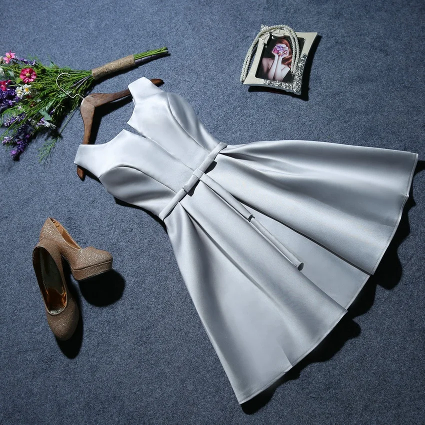 
2019 Silvia Lace-up Satin Cocktail Dress With Pockets 