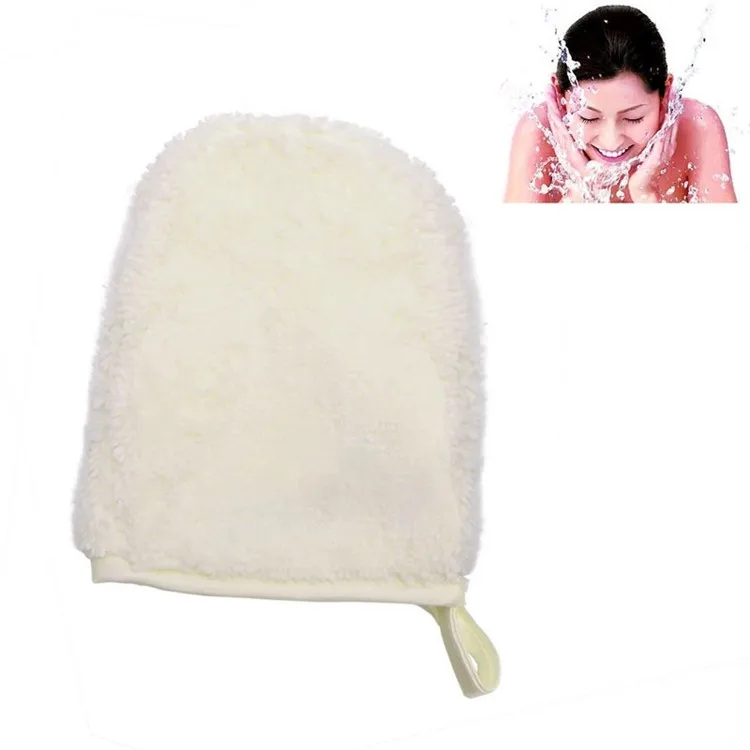 Custom LOGO Microfiber Face Cleansing Gloves Reusable Facial Cloth Pads Makeup Remover Glove