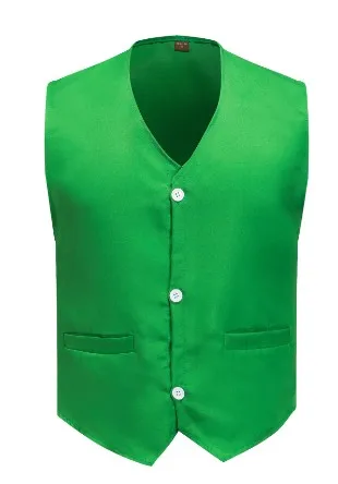 Sleeveless Buttons V Neck Mens Vest Wholesale for Waiter volunteer Supermarket vest overalls