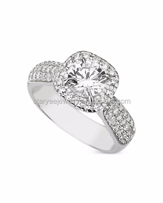 
Pure 9K 10K 14K 18K white gold platinum moissanite diamond ring women 