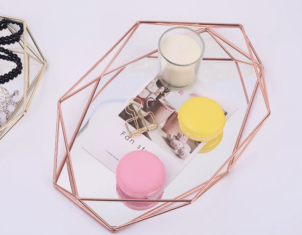 Home decoration modern Special Offer luxury Home Decoration 2pcs Serving Trays  Melamin Perfume Tray set Gold 515g luxury trays