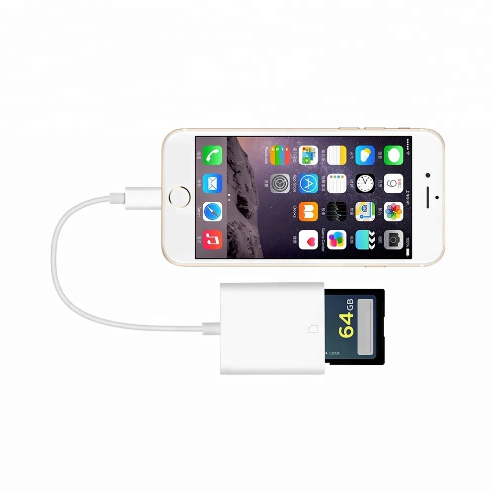 
2 in 1 OTG 8pin to SD TF Memory Card Reader for iPhone iPad Card Reader Adapter 