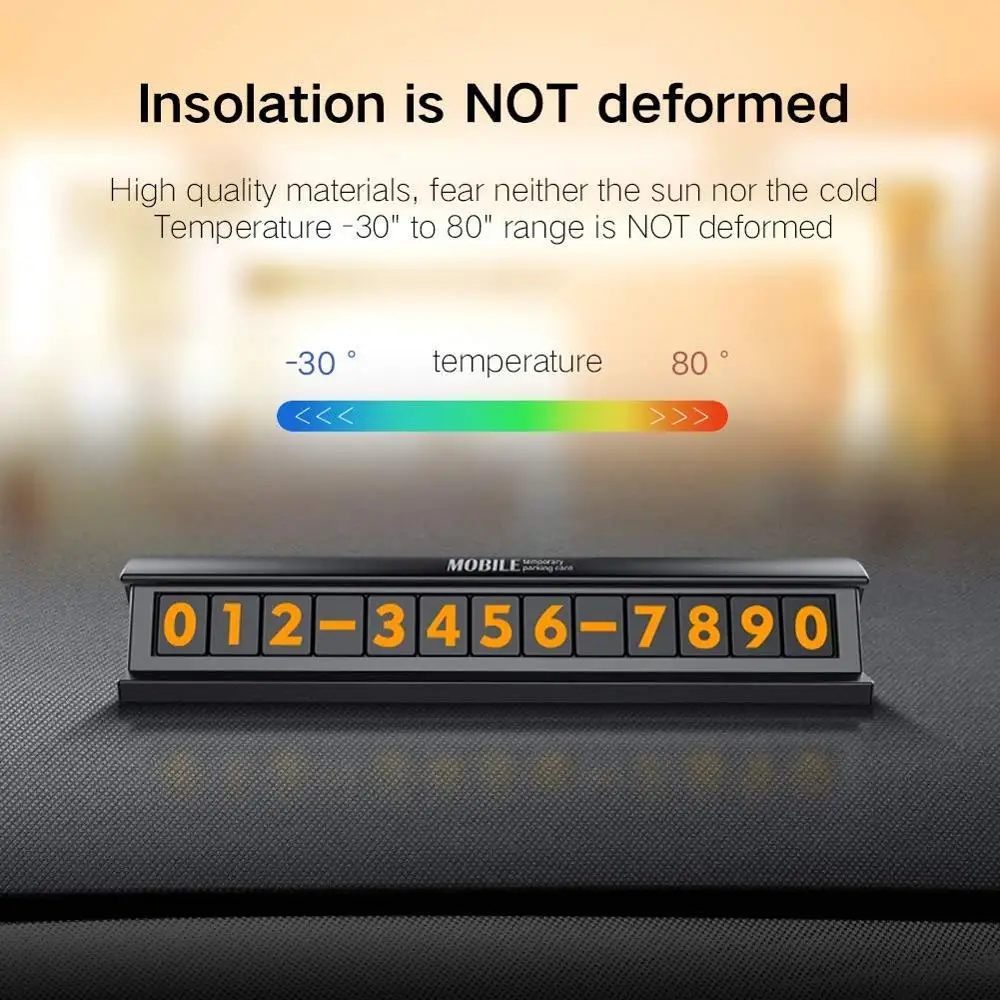 Digital Telephone Number Card Car Phone Number Plates Night Light Temporary Car Parking Card