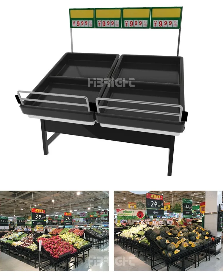 Supermarket Kitchen Fruit and Vegetable Wooden Display Rack for Store