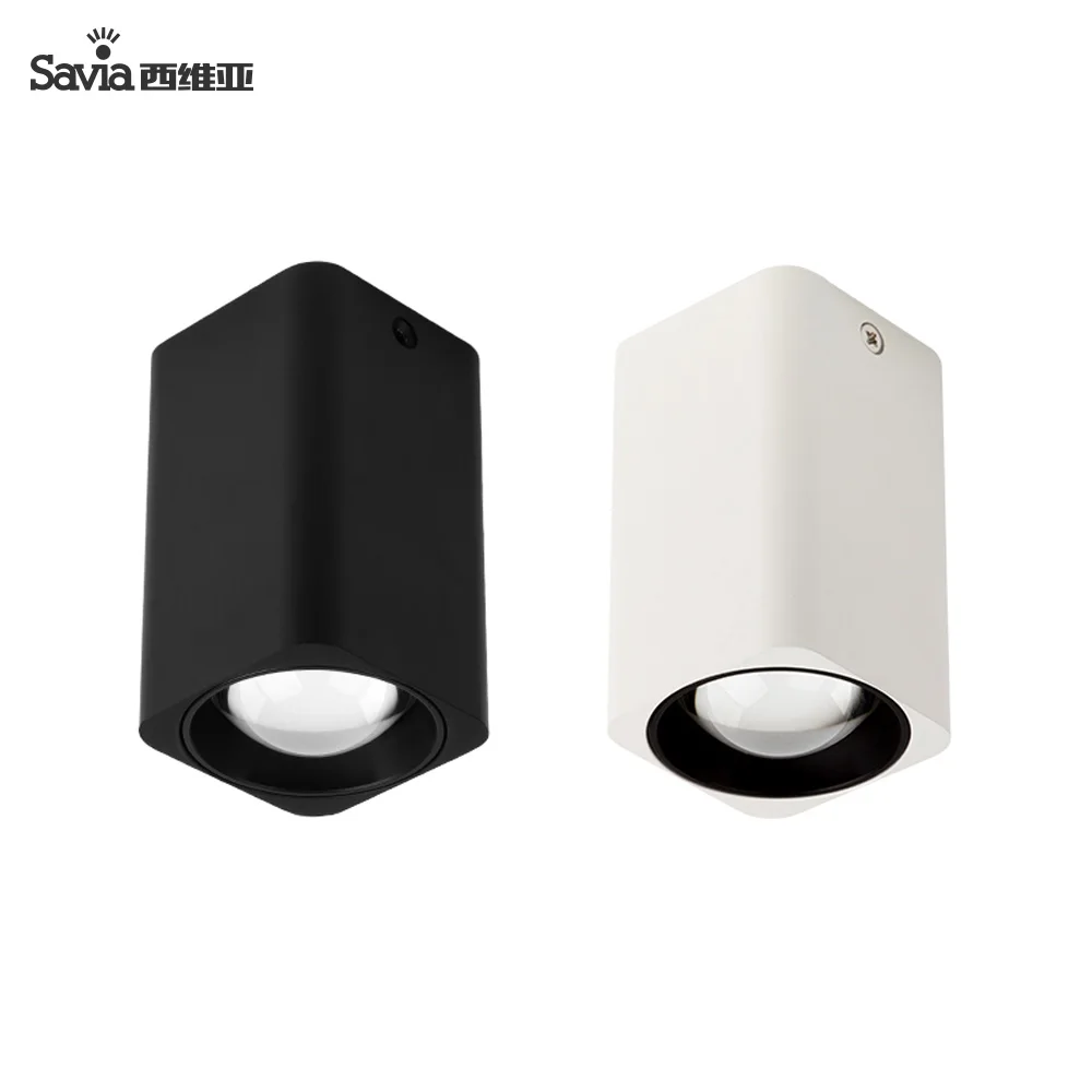 Savia Modern Aluminum 12W Cob Square Surface Mounted Ceilling Fitting Lamp Spotlight LED Downlight For Living Room/Restaurant