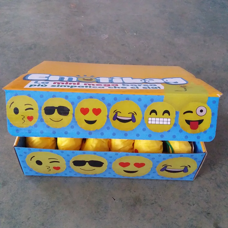 
custom smile face yellow polyester foldable shopping handle tote bag 