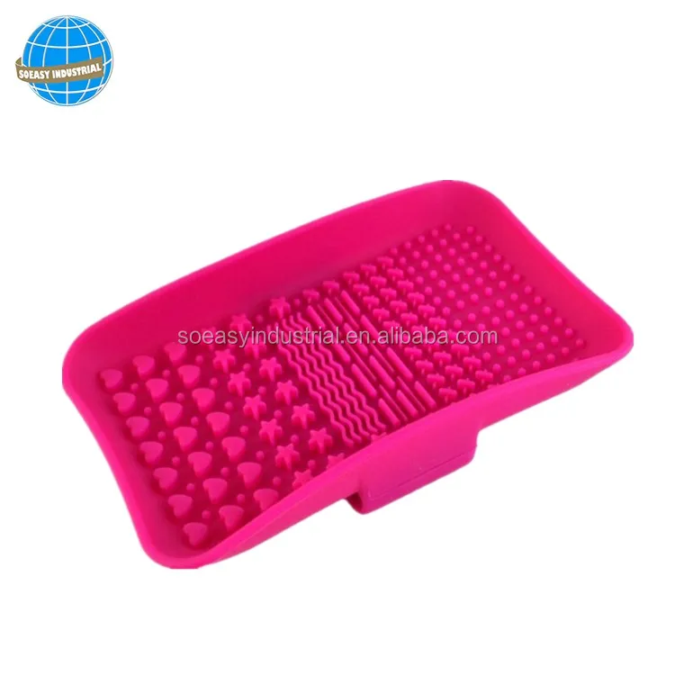 Silicone Plate-Shaped Makeup Brush Cleaner Cosmetics Washing Tool with Convenient Brush Cleaning Mat