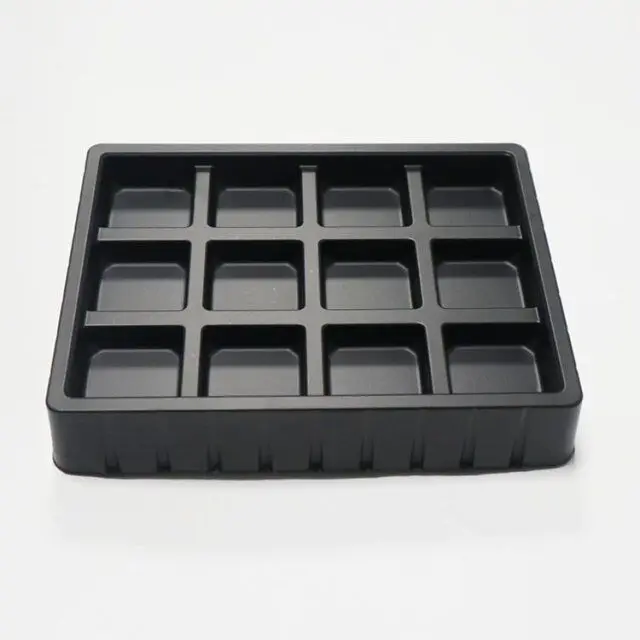 
Custom Made Black PS Plastic Candy Chocolate 12 Cavity Box Blister Packaging Insert Tray 