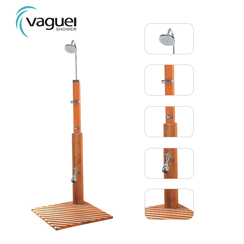 Outdoor wood shower stand