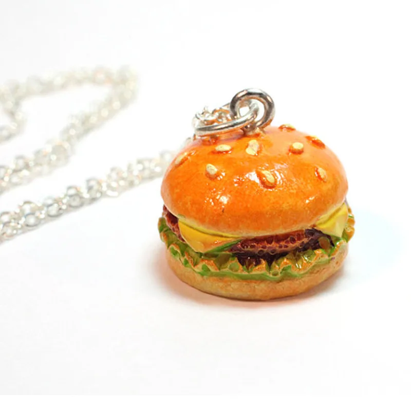 1 set Best Friend Forever BFF necklace silver chain fast food charm necklace cute French Fries chips hamburger necklace
