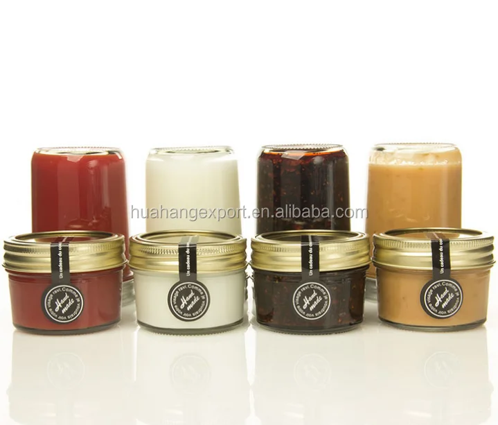 100ml 200ml 300ml 500ml topsale clear glass mason jar/glass caviar bottle/ glass jam jar with tin lid