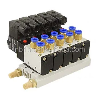 Solenoid Valve 4V210-08 DC 12V PT1/4 2 Position 5 way Base Muffler Quick Fittings