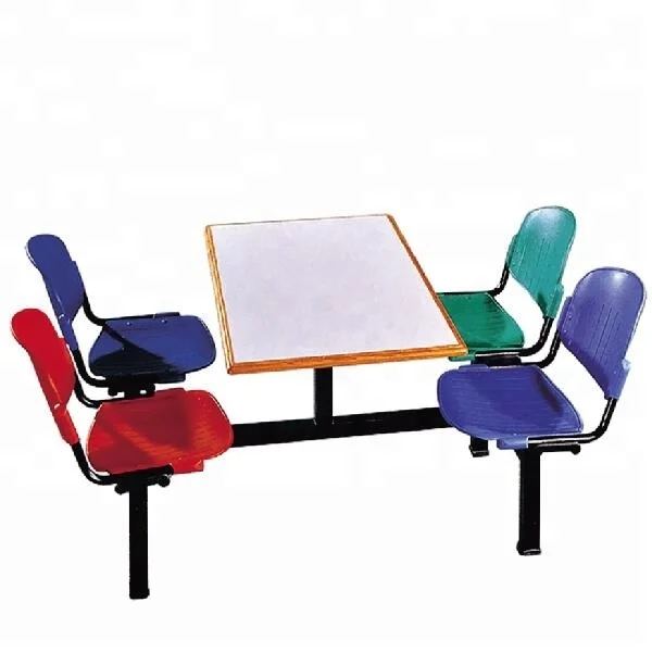 
Used school canteen furniture 4 seats table and plastic chair on sale (DT-06) 