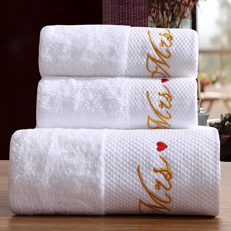 high quality 16S 21S 32S Cotton Hotel Home Wedding Used Dobby Bath Towel with satin board