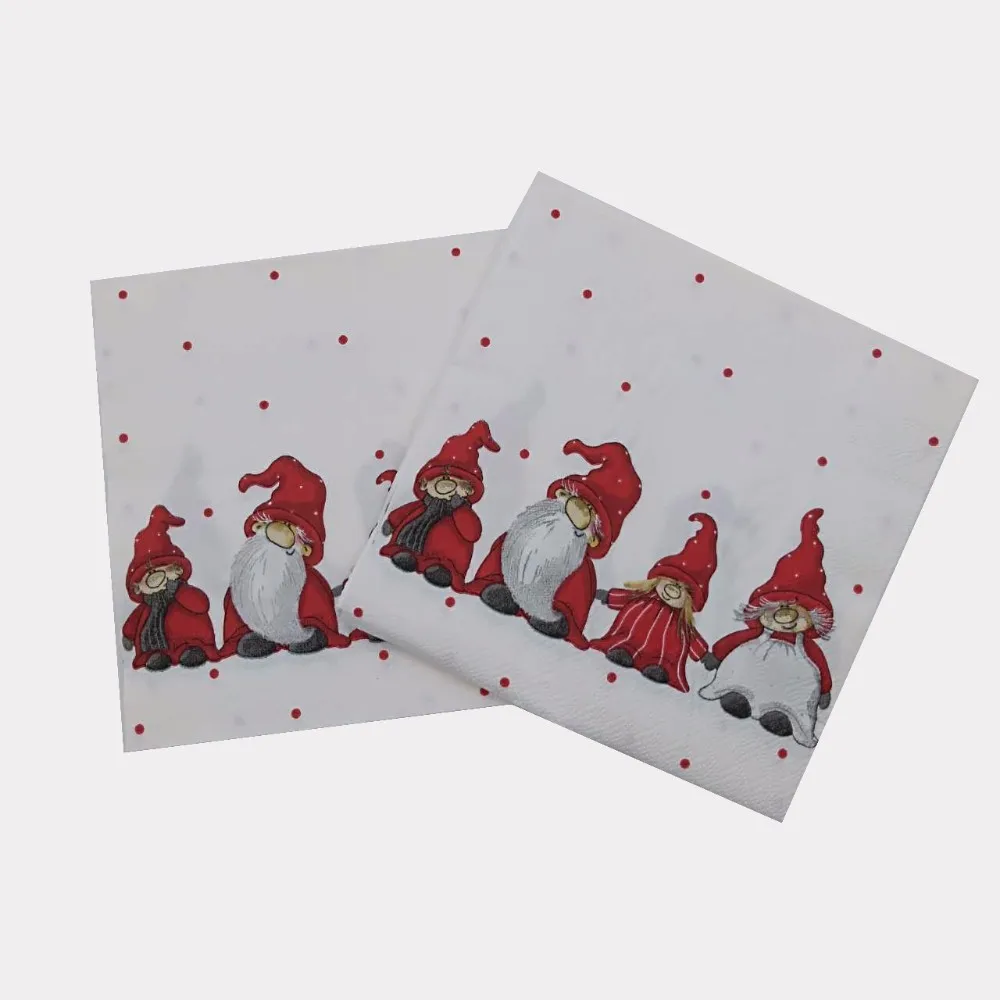 Likable Happy Christmas Paper Napkin Printed 33cm Festival Napkins Colorful Cloth Square Table Decoration