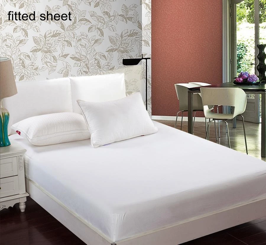 Chinese 100 cotton luxury bedding set plain white king size elastic hotel fitted sheet with elastic corners