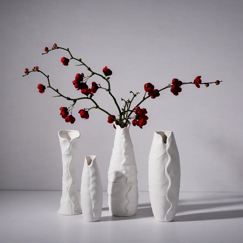 new arrival handmade white flower vase ceramic for home decor