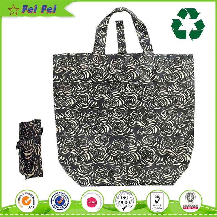 economic nylon reusable foldable travel zipper shopping tote bag on trolley