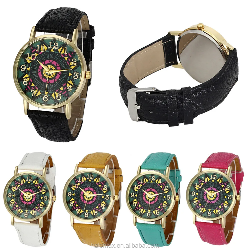 Wholesale Geneva Sun Flower Compass Belt Ethnic Style Ladies Fashion Fashion Watch Sunflower Women  Watch