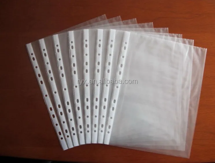 Waterproof sleeve sheet protector A4 clear plastic punched file folder