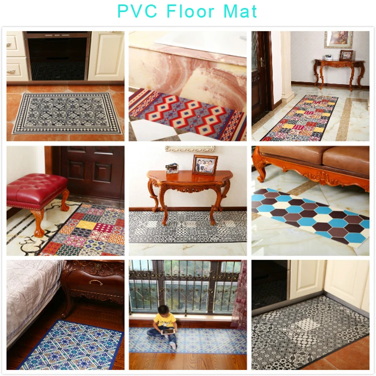 UV Print Vintage PVC Carpet Vinyl Mat for Home Decoration Area Rug