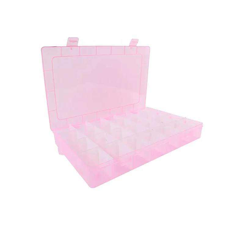 Профессиональная Прозрачная Съемная пластиковая коробка с 28 вставками в сетку для хранения ювелирных изделий и аксессуаров
