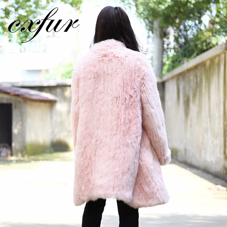 CX-G-A-139E Cheap Price Wholesale Knitted Rabbit Fur Coat Women