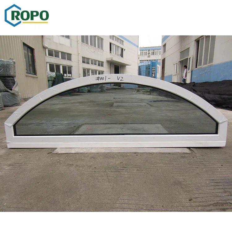 10 Year Warranty UPVC Fix Half Frost Glass Arch Window Decoration With Grid