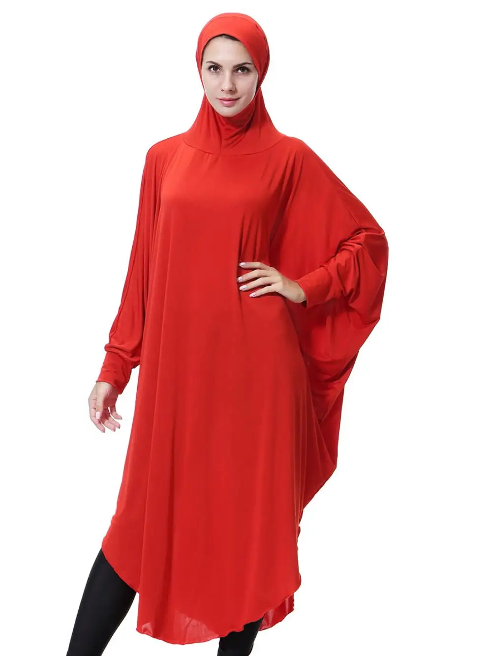 Wholesale Latest Design Muslim Dress Beautifully long solid color Abayas jilbab one piece hijab scarf shawl