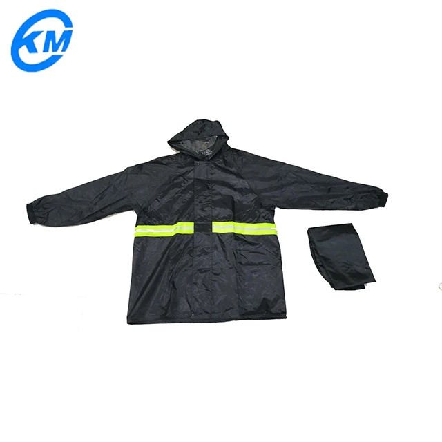 Waterproof lightweight stylish packable raincoat 190T Polyester Taffeta fabric rain work suit