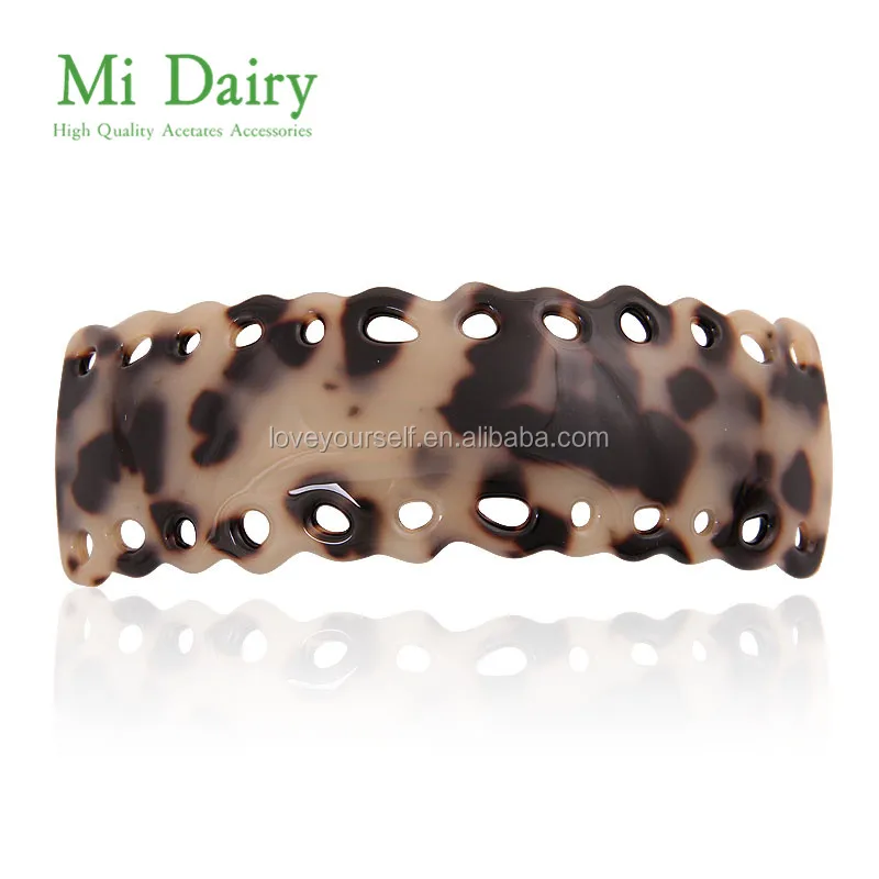MiDairy Square Hollow out acetate tortoise shell acrylic Shape Tortoiseshell large arch Barrettes for long thick hair