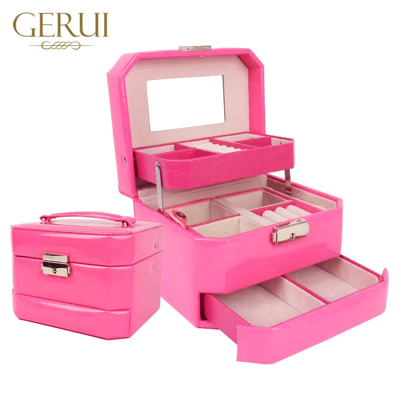 Customized Faux Leather Purple Jewelry Box With Small Mini Safe Case Jewelry Ring Box