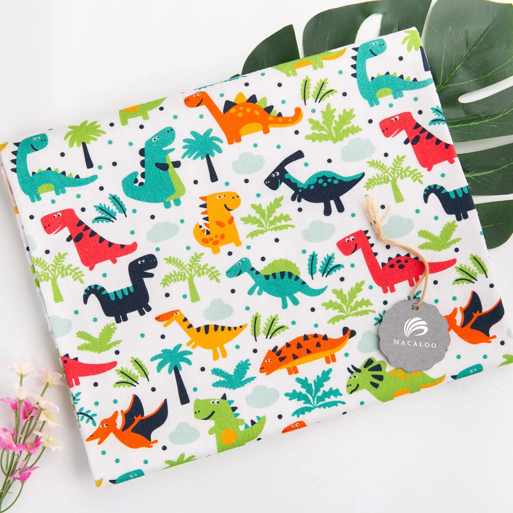 Dinosaur cartoon custom printed 100% cotton canvas fabric