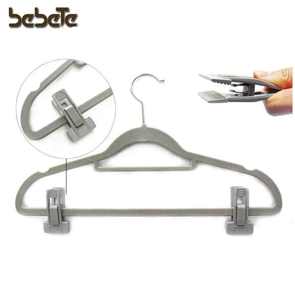 Plastic Hanger Clips, Grey Strong Pinch Grip Clips for Use with Slim-line Clothes Velvet Hangers, Multi-Purpose Finger Clips