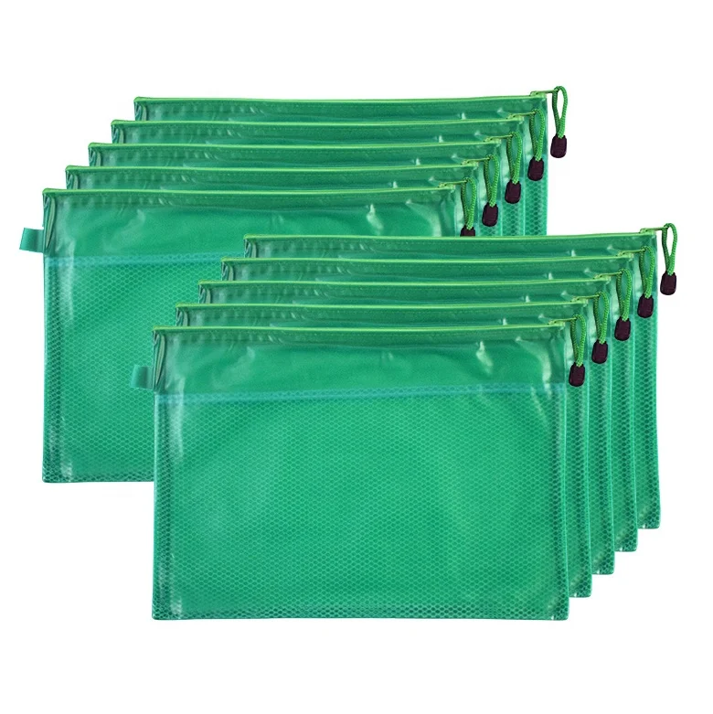 
Custom A5 zipper mesh PVC plastic organizer document holder bag 