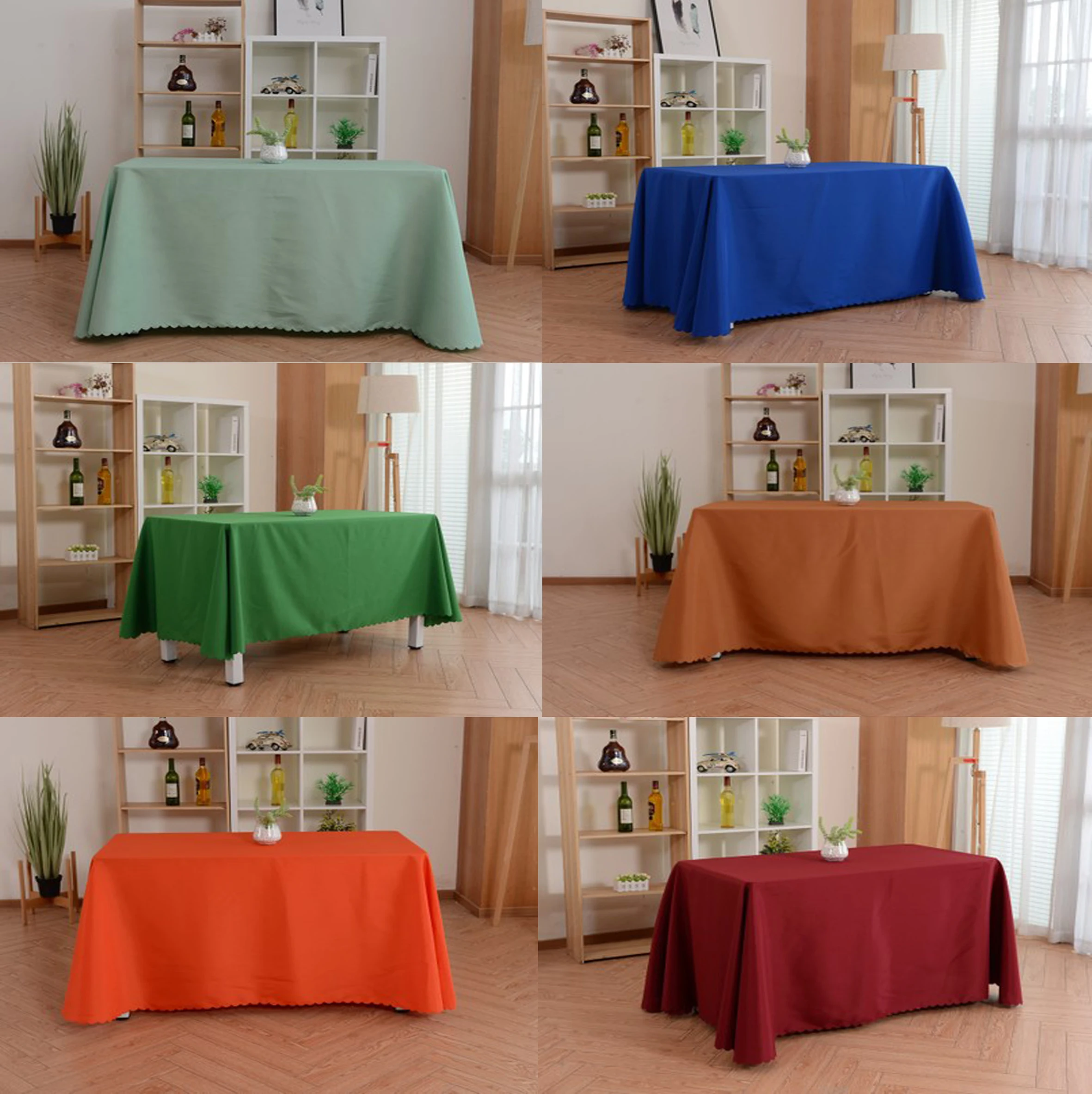 Factory cheap polyester rectangle white tablecloth for weddings party