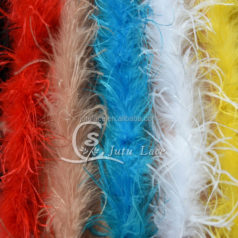 Decorative garment accessory artificial curly ostrich feather 2 Yards in bundle -colored ostrich feathers