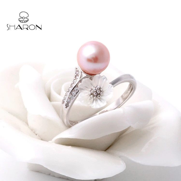 Sharon Adjustable Shell Flower Branch S925 Sterling Silver Pearl Ring Mounting For Women And Girls Accessories