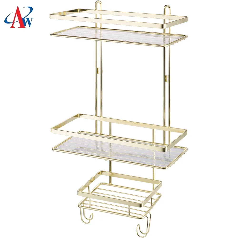2 Tier Bathroom Wire Storage Rack chrome plated wire hanging wall rack