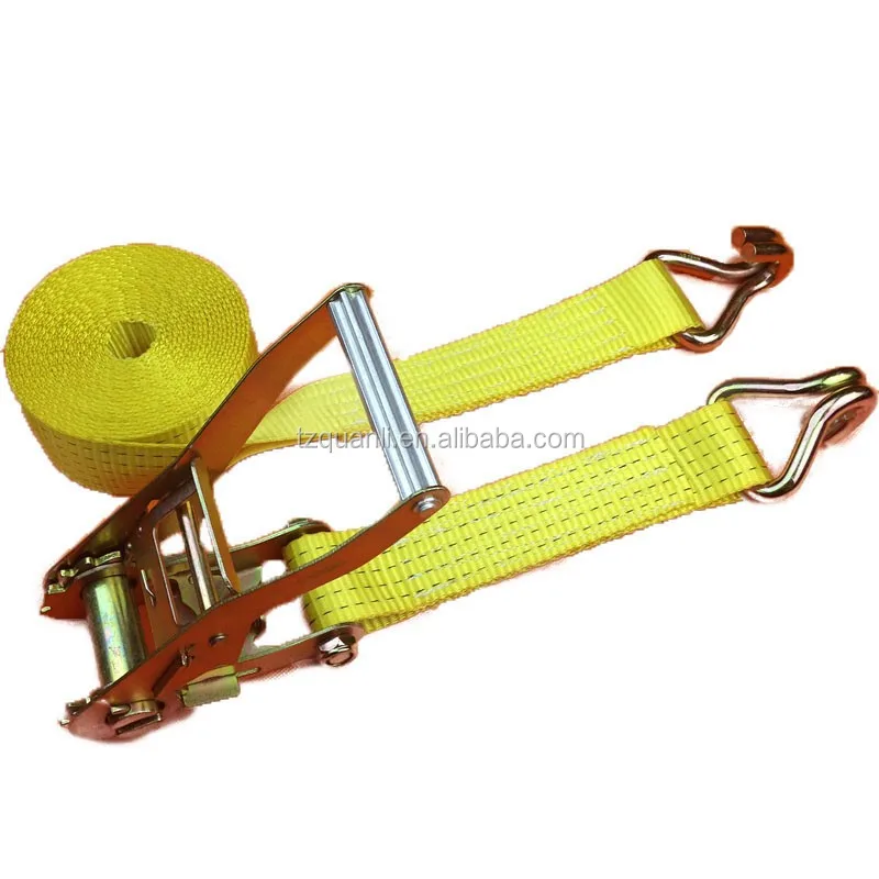
4inch 100mm 10Ton Cargo Lashing Ratchet Tie Down Straps with double J hook 