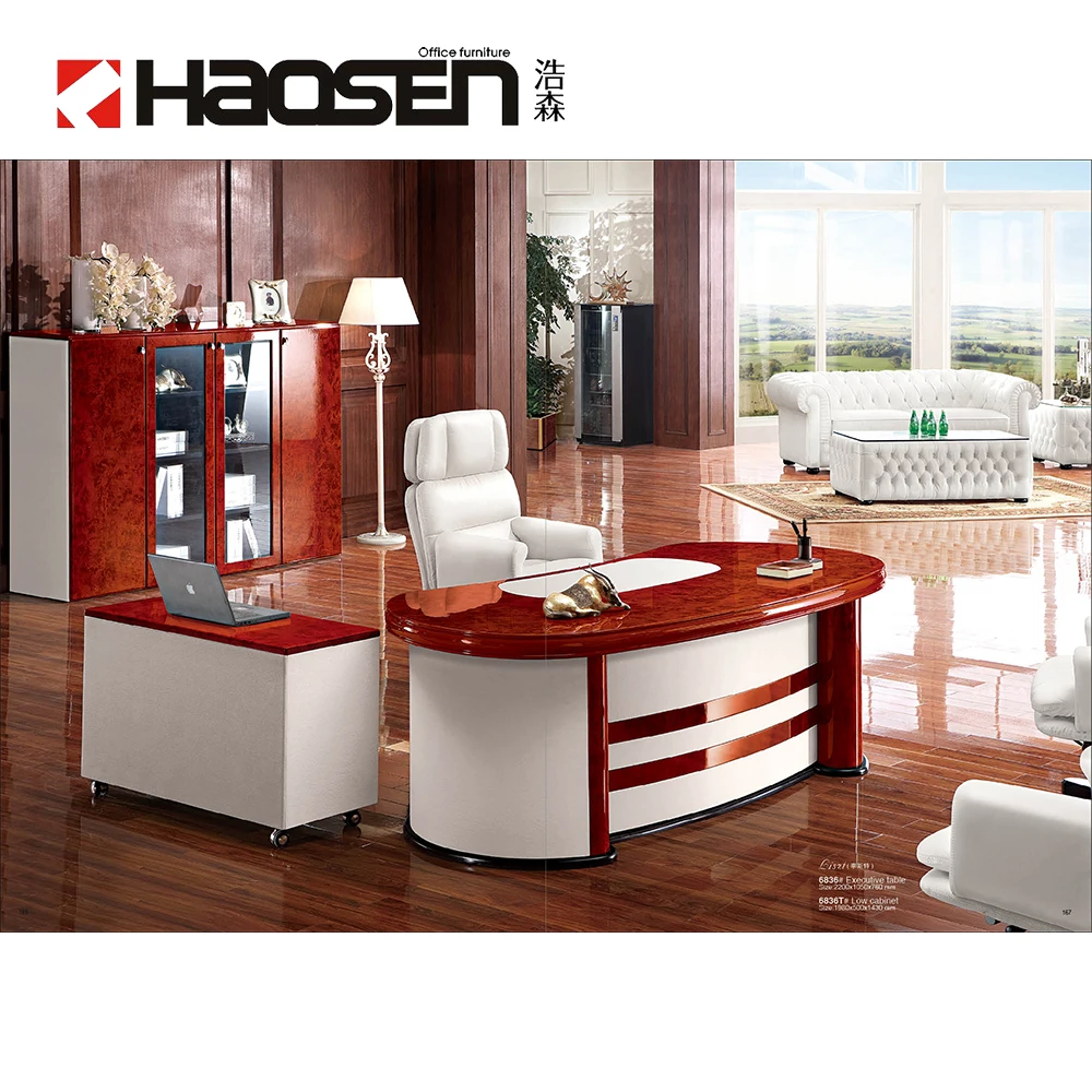 ROLLS 6836-white Manufacturer plush walnut modern managing director office table